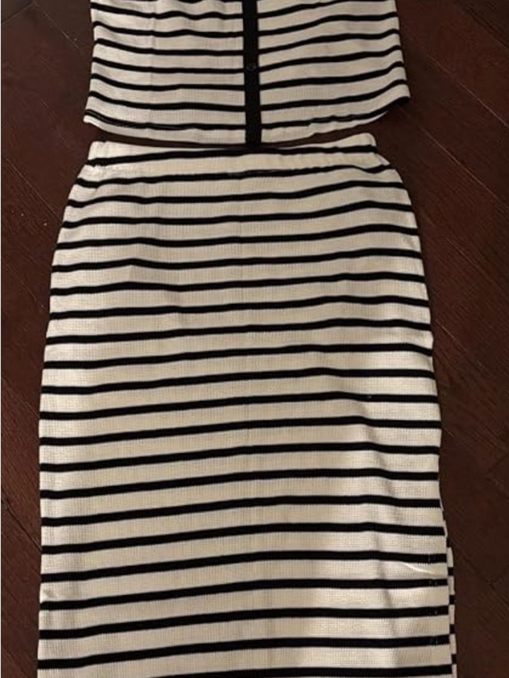 Striped Black and White Two-Piece Dress Set - Women's
